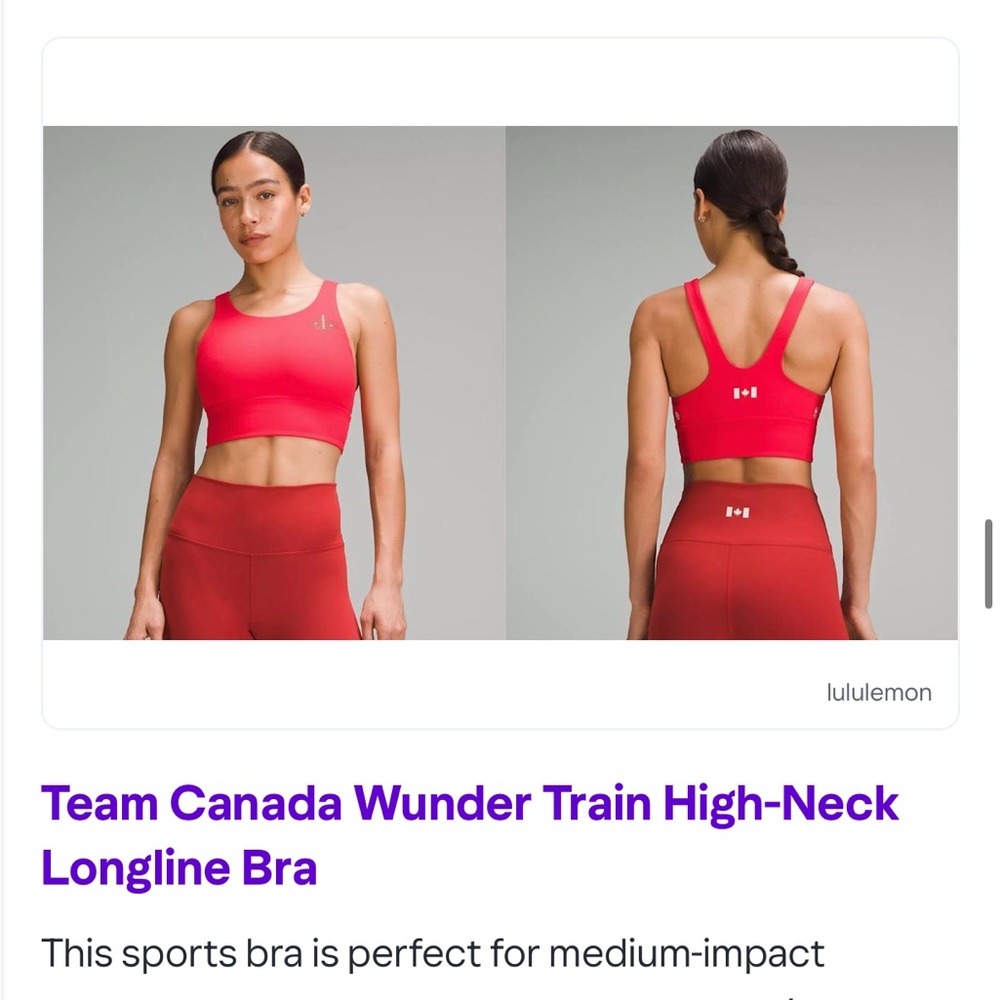 lululemon athletica Red High-Neck Longline Sports Bra